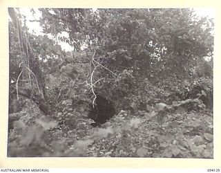 GIROPA POINT, NEW GUINEA, 1945-07-03 TO 1945-07-04. A JAPANESE FOX-HOLE IN A POSITION OCCUPIED ON GIROPA, FRONTING 2/9 INFANTRY BATTALION