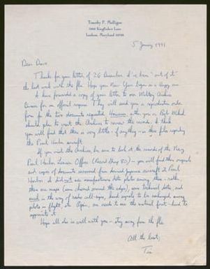 [Letter from Tim Mulligan to David Aiken, January 5, 1992]