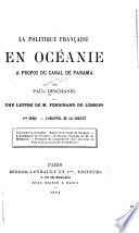 La politique franc̦aise en Océanie à propos du canal de Panama