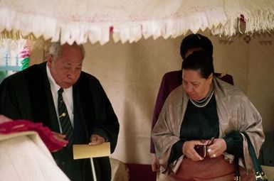 King Taufa'ahau Tupou IV, King of Tonga, at dedication of church Vaine Mo'onia