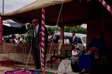 King Taufa'ahau Tupou IV, sovereign of the Kingdom of Tonga, addressing his people at the dedication of new Grey Lynn church