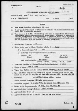 USS BELL - AA Act Reps, 3/29-30/44, Palau Islands