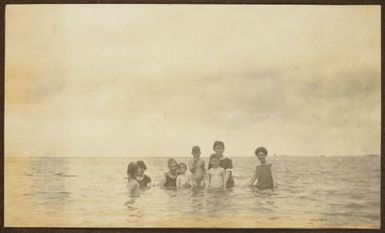 Group bathing in sea. From the album: Samoa