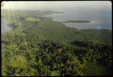 Aerial view of Fiji coast, 1971