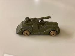 Cast Iron Toy Sedan with Soldiers and Mounted Machine Gun