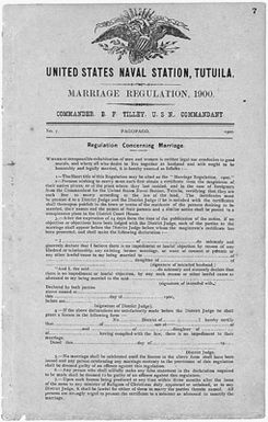 Marriage Regulation, 1900, Order No.7, Regulation Concerning Marriage