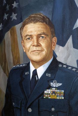 Artwork portrait of US Air Force (USAF) General (GEN) Jerome E. O'Malley, Commander of Pacific Air Forces (PACAF) from 08 October 1983 to 24 September 1984