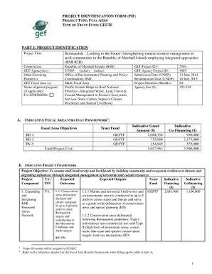 Project Identification Form - Reimaanlok  Looking to the Future: Strengthening natural resource management in atoll communities in the Republic of Marshall Islands employing integrated approaches (RMI R2R)