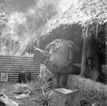Lifting food bundle into building