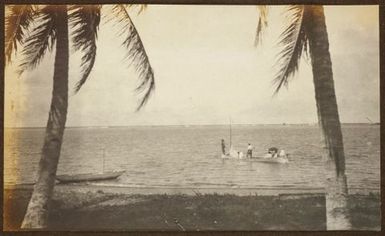 Beach scene with longboats. From the album: Samoa
