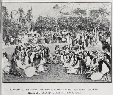 Flower bedecked island girls at Rarotonga