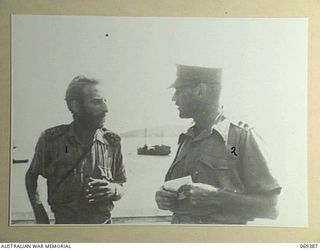 PORT MORESBY, NEW GUINEA. 1942-04-12. NX142851 LIEUTENANT D. M. SELBY, ROYAL AUSTRALIAN ARTILLERY, ANTI TANK AIRCRAFT BATTALION RABAUL (1), ONE OF THE EVACUEES, WHO WITH 155 OTHERS, COMPRISING ..
