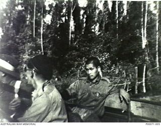 BOUGAINVILLE ISLAND, SOLOMON ISLANDS. C.1945. JAPANESE POW WITH ARTY BARNES