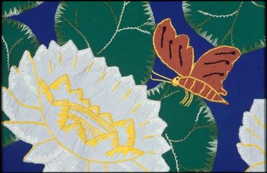 Tivaevae by Teina Tetupuariki (detail: flower and butterfly)