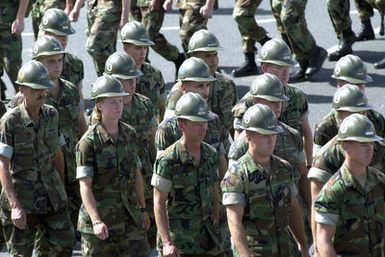 Members of the Naval Construction Battalion One (NCB1) Seabees from Gulf Port, Mississippi, forward deployed to Guam participate in the Australian/New Zealand Army Corps (ANZAC) Day parade an annual cerebration held in Rockhampton, Australia, on April 5, 001. The annual parade honors the 35,000 soldiers who were killed or wounded during the Gallipoli landing on April 5, 1915. ANZAC Day also honors the brave men and women of Australia and New Zealand who have defended freedom in conflicts around the world. The commemoration occurred during TANDEM THRUST 001, which is a combined US-Australian crisis action planning and contingency response military training exercise involving more than...