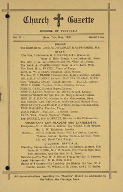 Church Gazette, Polynesia: May 1932