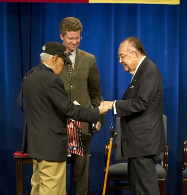 Asian American and Pacific Islanders (AAPI) Heritage event at HUD headquarters, with Hawaii Senator Daniel Inouye and Washington, D.C. television news anchor Eun Yang [among the guest speakers,] and Secretary Shaun Donovan and Deputy Secretary Ron Sims [among the HUD senior officials on hand]