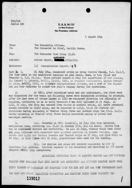 USS SC-727 - Rep of opers in support of the invasion & occupation of Guam Island, Marianas, 7/21-31/44
