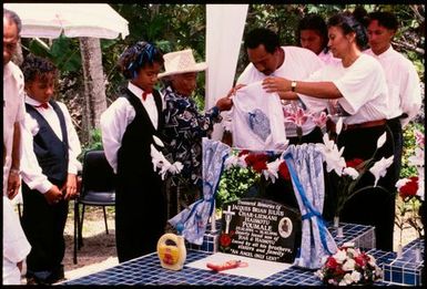 Unveiling of headstone, Niue