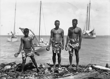 Pearl divers on Penrhyn Island, Cook Islands
