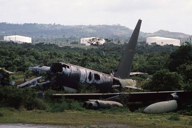 The carcass of a B-52D Stratofortress strategic bomber aircraft, one of three to be scrapped in accordance with the SALT II treaty between the United States and the Soviet Union