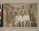 H.P. Schlencker with South Sea teacher and students, Kalaigolo, Papua New Guinea, ca. 1908-1910