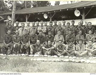 LAE BASE AREA, NEW GUINEA. 1944-12-29. PERSONNEL OF THE 1 FORTRESS SIGNALS SECTION. FOR IDENTIFICATION OF 34 PERSONNEL SEE FILE