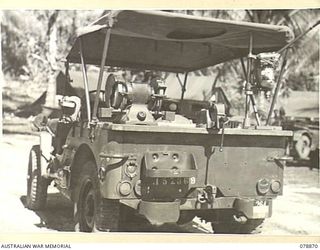 WUNUNG PLANTATION, NEW BRITAIN. 1945-01-29. ONE OF THE SPECIAL WORKSHOP JEEPS OF THE 264TH LIGHT AID DETACHMENT. THESE JEEPS WERE DESIGNED BY NX129614 CAPTAIN K.M. LOWN, OFFICER IN CHARGE, AND ARE ..