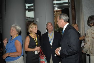 [Assignment: 48-DPA-07-13-08_SOI_K_Philly_Rec] Reception at Independence National Historical Park for attendees at the National Governors Association Centennial Meeting in Philadelphia, Pennsylvania. Secretary Dirk Kempthorne [and Independence National Historical Park Deputy Superintendent Darla Sidles delivered official remarks; and the Secretary conversed with fellow NGA attendees, among them Pennsylvanina Governor Edward Rendell, Vermont Governor James Douglas, Wyoming Governor Dave Freudenthal, Guam Governor Felix Camacho, former Tennessee Governor Don Sundquist, and former Michigan Governor John Engler.] [48-DPA-07-13-08_SOI_K_Philly_Rec_IOD_9325.JPG]