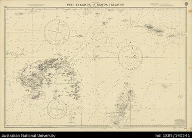 Fiji-Samoa, Pacific Ocean, Fiji Islands to Samoa Islands, Admiralty Chart, Sheet 1829, 1959, 1:2 000 000