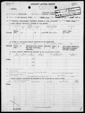 VMTB-232 - ACA reps nos 27-28 â Bombing targets in the Yap Area & on Sorol Is, Carolines on 1/20/45