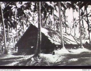 MILNE BAY, PAPUA, C.1942 - 43. NO. 37 RAAF RADAR STATION AIRMEN'S QUARTERS FOR NON RADAR PERSONNEL. (DONOR - T.G. JONES)