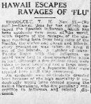 Hawaii Escapes Ravages of 'Flu'