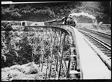Train crossing a bridge in Hawaii, copied April 1926