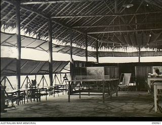 Lae, New Guinea. 1945-04-29. Interior view of the Red Cross recreation hut at the 2/7th Australian General Hospital