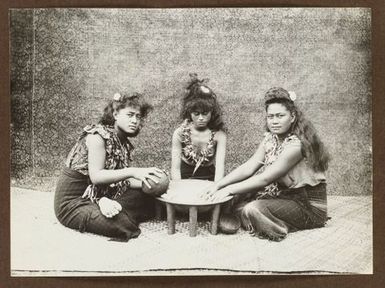Young Samoan women with kava bowl. From the album: Samoa