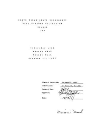 Oral History Interview with Kenton and Minnie Nash, October 15, 1977