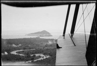 View of Frisco River and Salamaua from the air, Salamaua, New Guinea, 1933 / Sarah Chinnery