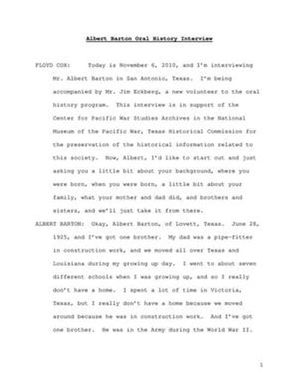 Oral History Interview with Albert Barton, November 6, 2010