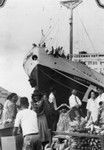 View of Kamakura Maru docked in Honolulu Harbor