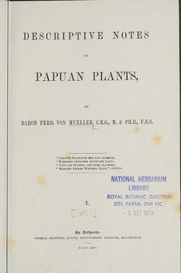 Descriptive notes on Papuan plants