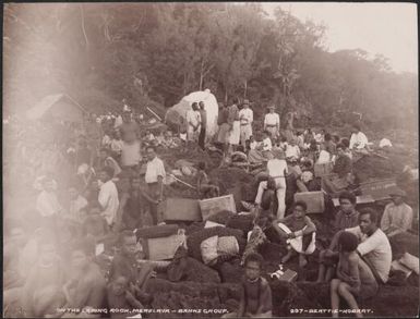 Villagers of Merelava on the landing rock, Banks Islands, 1906, 3 / J.W. Beattie