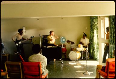 Band rehearsing at Korolevu Bay?, Fiji, 1971