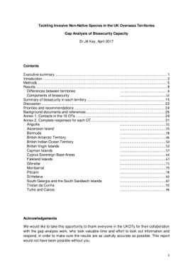 Tackling invasive non-native species in the UK overseas territories : gap analysis of biosecurity capacity.