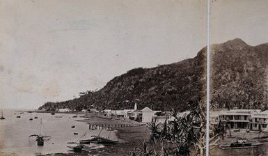 ["Levuka, Fiji: panoramic view: section one. Photograph, ca. 1880."]