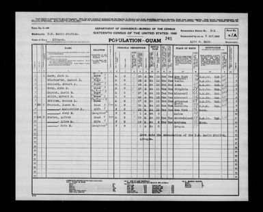 1940 Census Population Schedules - Guam - Asan County - ED 3-2