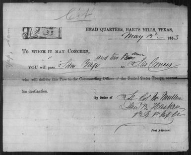 Yap, Sam - State: Texas - Year: 1863
