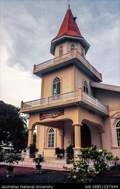 French Polynesia - Orange-tan building