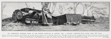 The tremendous wrecking power of last month's hurricane in Lautoka, Fiji: a Sigatoka passenger train blown from the rails