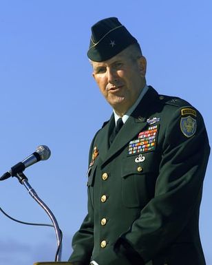 US Army Brigadier General Harry B. Axson Jr., US Army Commanding General, Joint Task Force Full Accounting, is guest speaker at a Hickam Air Force Base, Hawaii, POW/ MIA ceremony on Sept 15, 2000. BGEN Axson spoke on the important mission performed by the Central Identification Labratory, located on Hickam Air Force Base, Hawaii